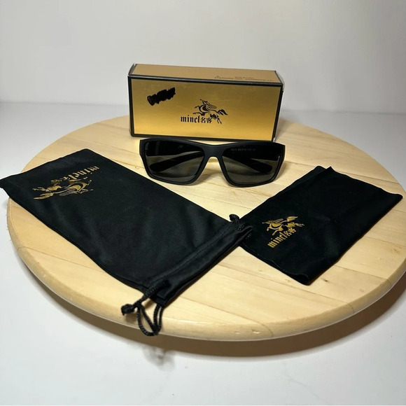 MINCL Black Sunglasses Frames 6210 65-15-135 Unknown RX With Box And Dust Bag - Picture 1 of 10